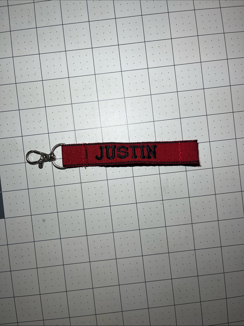 Personalized Red Justin Key Strap for Men
